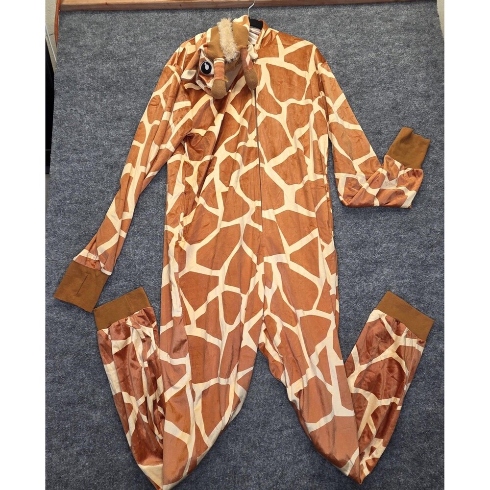 Spirit Giraffe Costume One Piece Adult XL Hood Tail Pockets Halloween One-piece